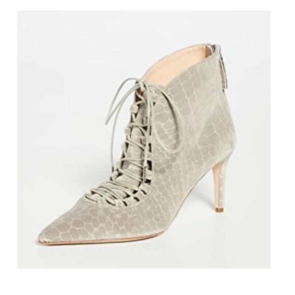 Chelsea Paris Gray Velvet Sabrine Italian Lace Front Booties 6.5 - Picture 2 of 14